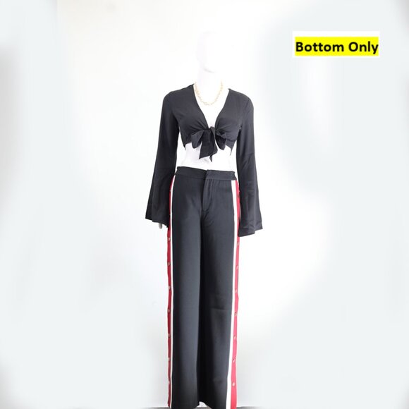 Elegant Zara Black Trousers with Red Side Stripe - Modern Chic - Picture 1 of 5